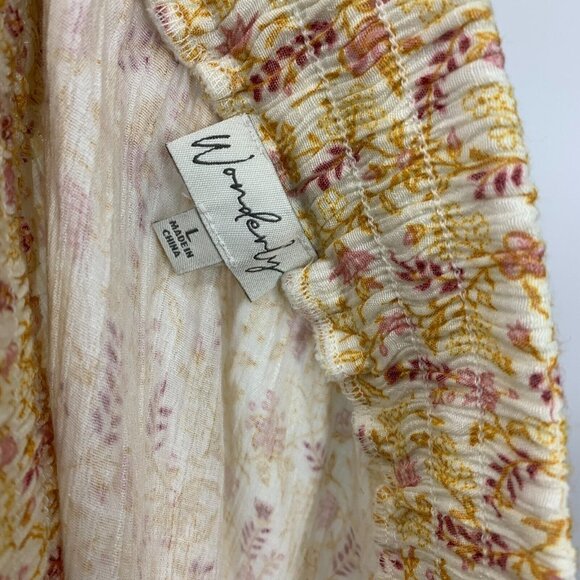 Wonderly Skirt Floral Print Midi Pull On Yellow Tassel Boho - Picture 10 of 11